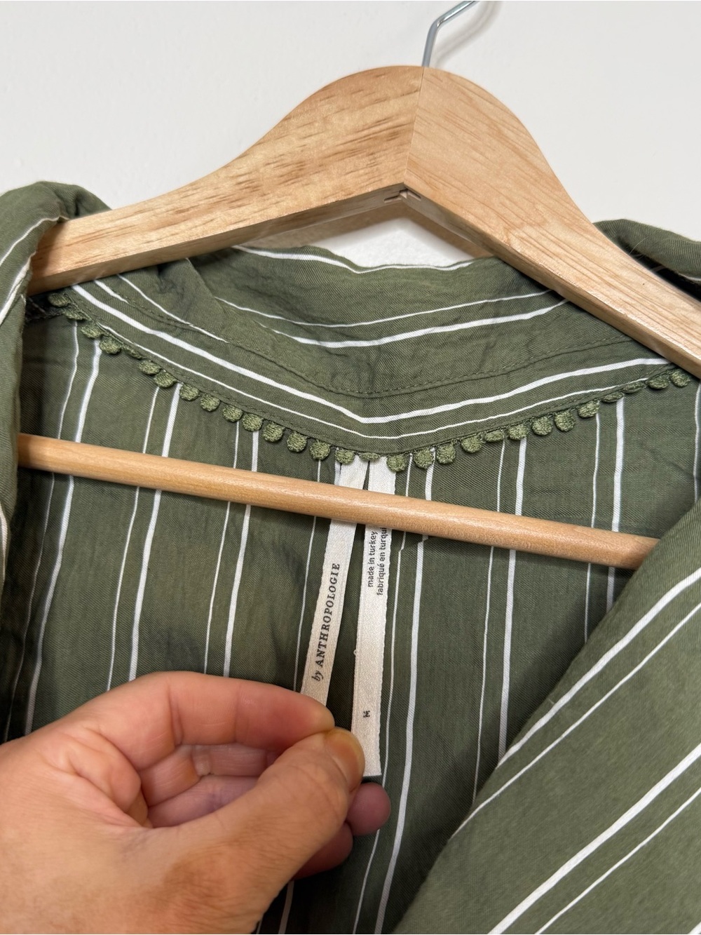 Anthropologie The Dylon Long Sleeve Wide Placket Stripe Blouse Camp Collar top - Picture 9 of 9